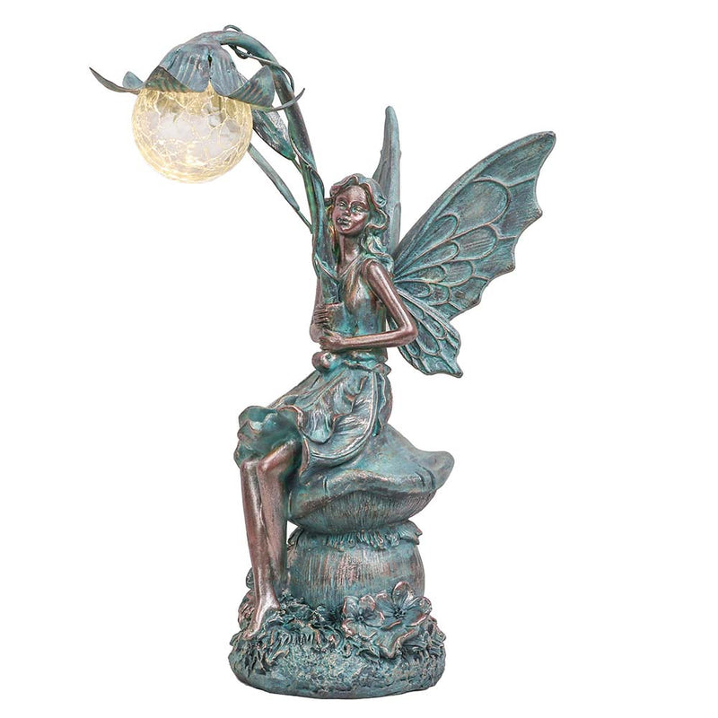 Garden Patina Fairy Statues with Solar Lights