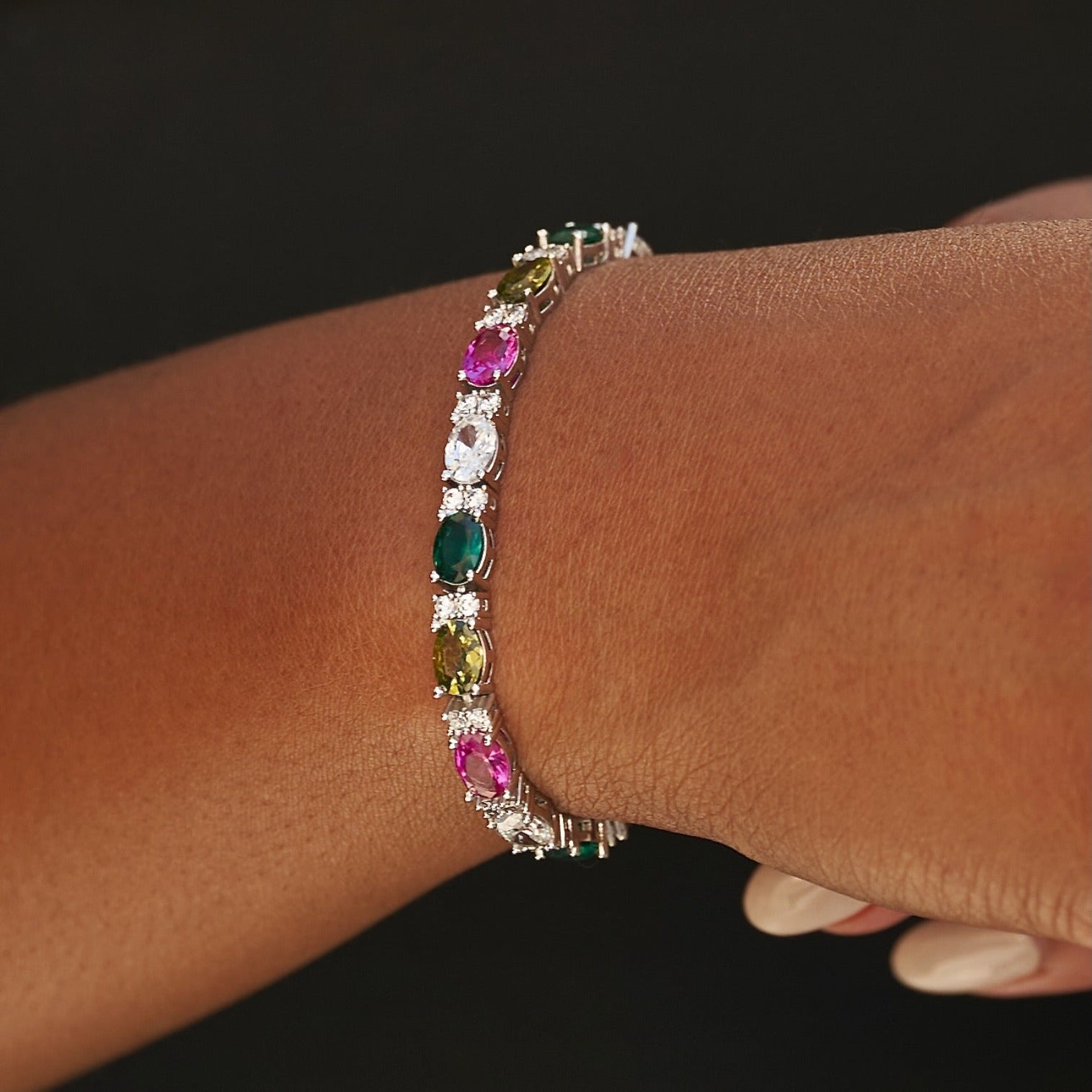 Multicolor Mixed Oval Cut Tennis Necklace + Bracelet Bundle- 5mm