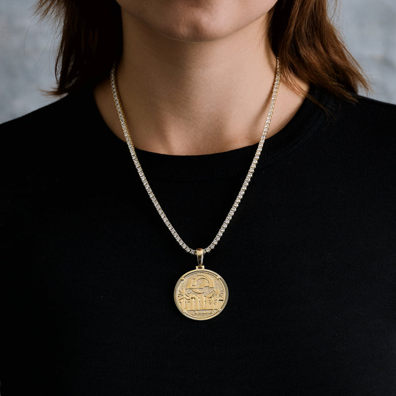 LA Rams Official NFL Coin Pendant in Yellow Gold