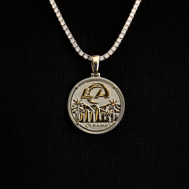LA Rams Official NFL Coin Pendant in Yellow Gold