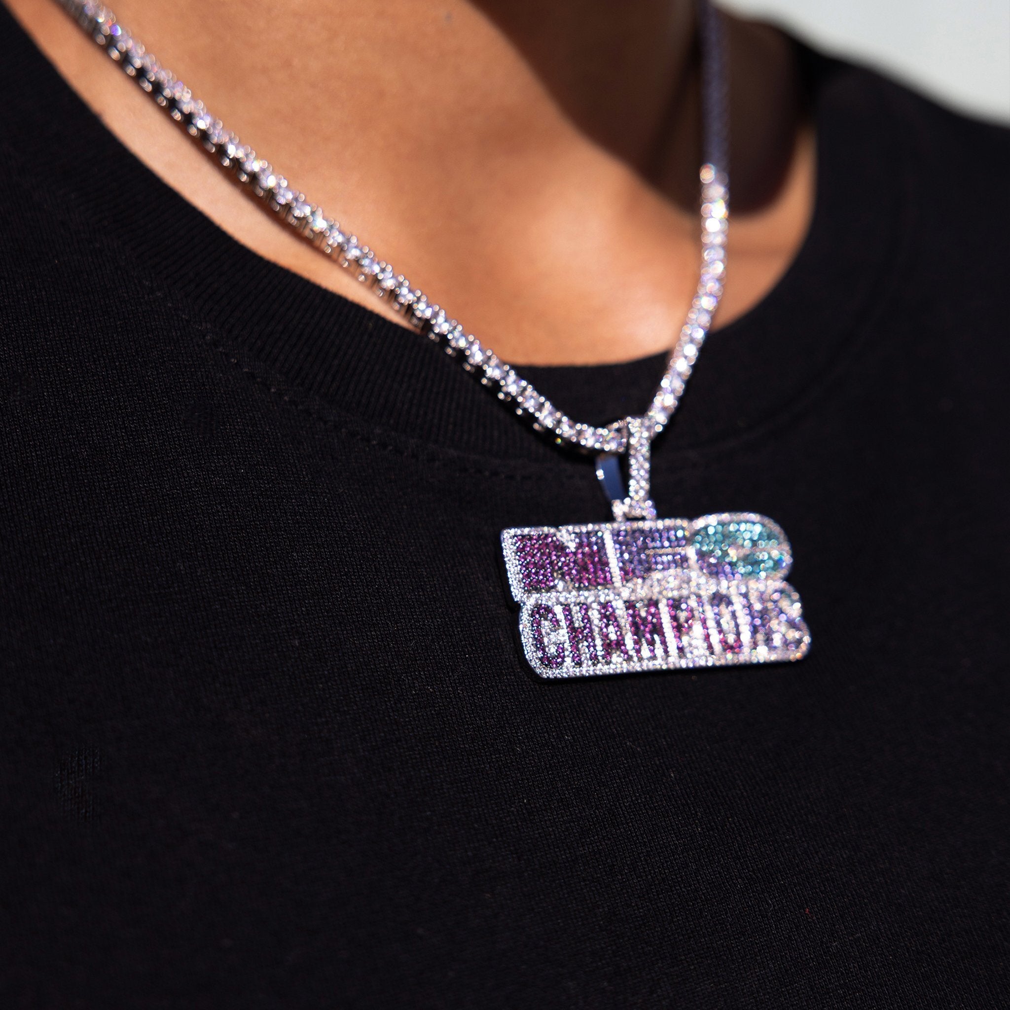 Iced 2025 NFC Champions Official NFL Pendant in White Gold