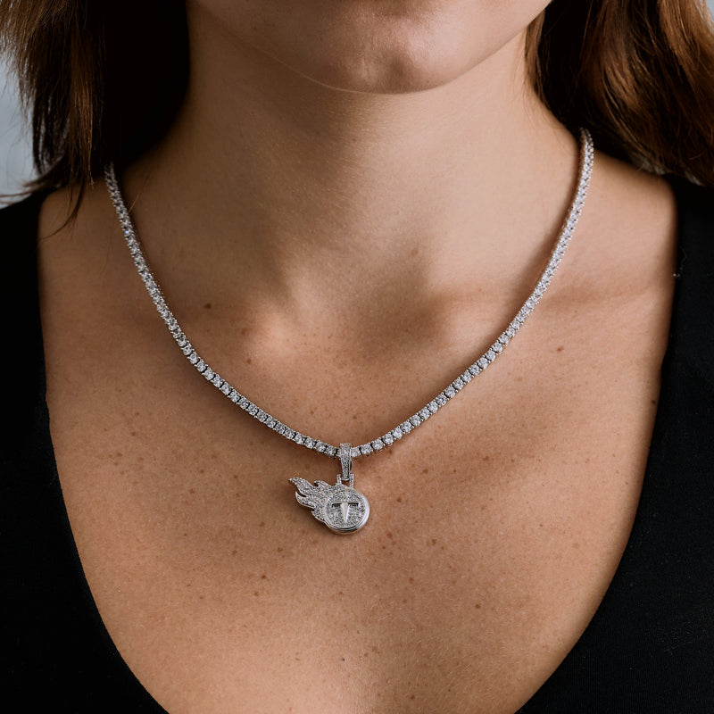 Tennessee Titans Official NFL Micro Logo Pendant in White Gold