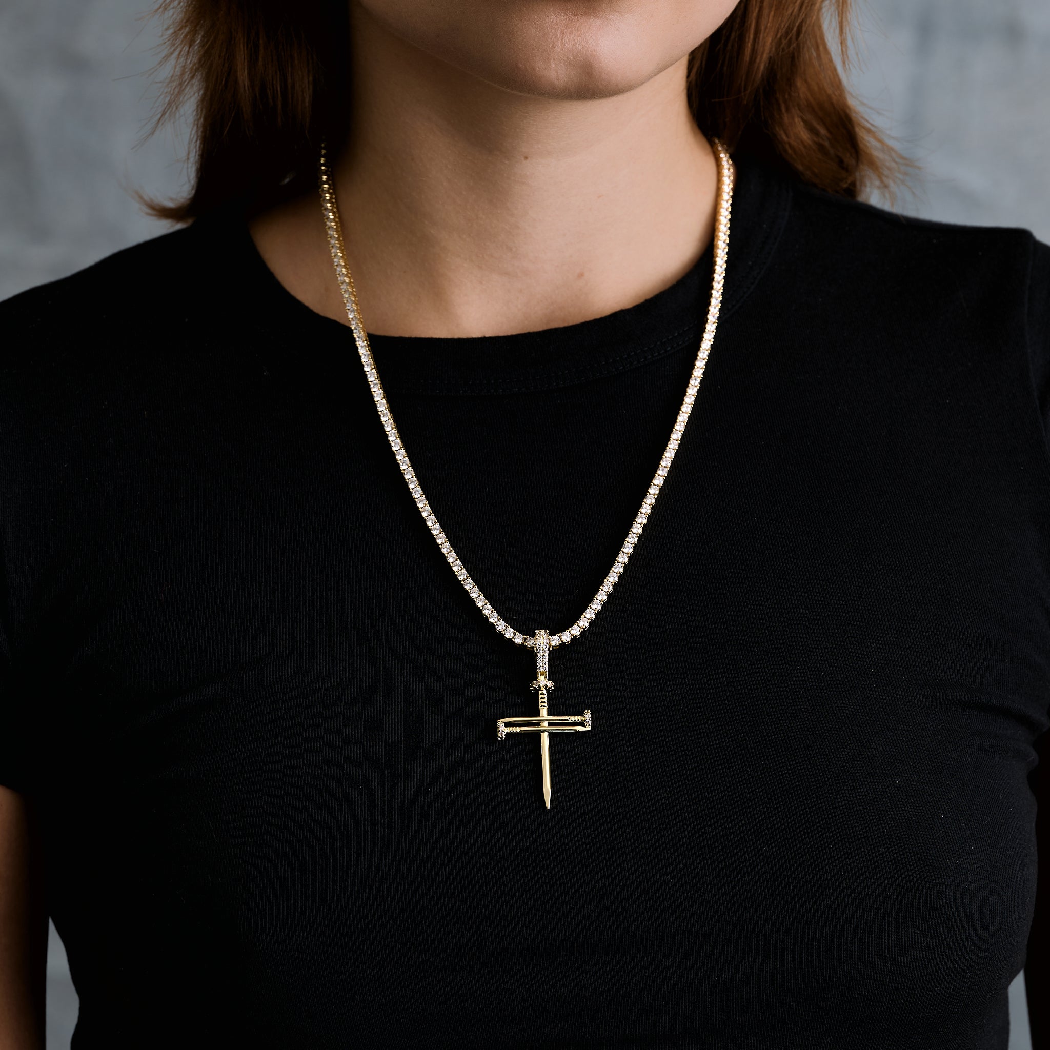 Nail Cross Pendant in Yellow Gold