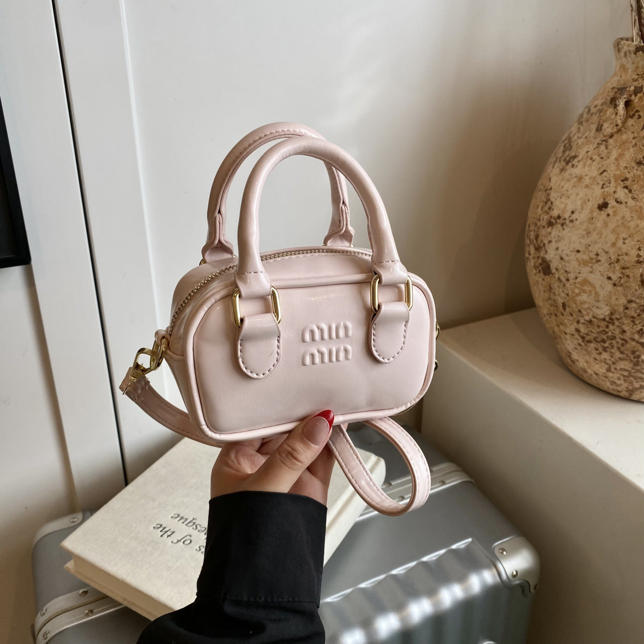 Letter Laser Bowling Bag Miu Premium Crossbody Handbag Women