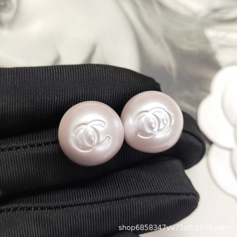 Elegant Enamel Pearl Stud Earrings for Women