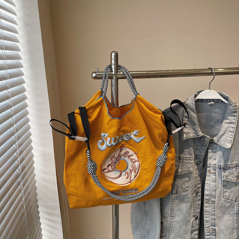 Ese Ball Chain Donut Embroidery Eco Shopping Bag Tote