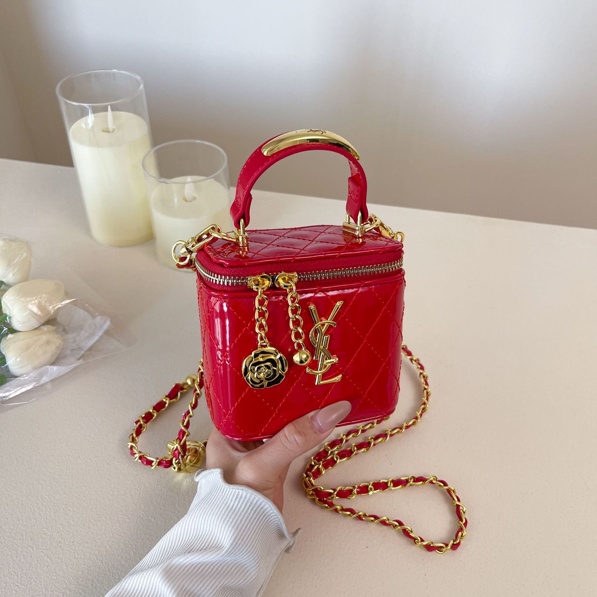 Light Luxury Embroidery Chain Crossbody Square Bag for Women