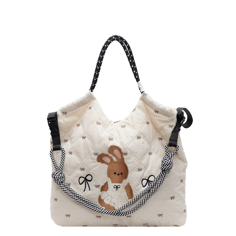 Cute Embroidered Rabbit Crossbody Bag Large Capacity