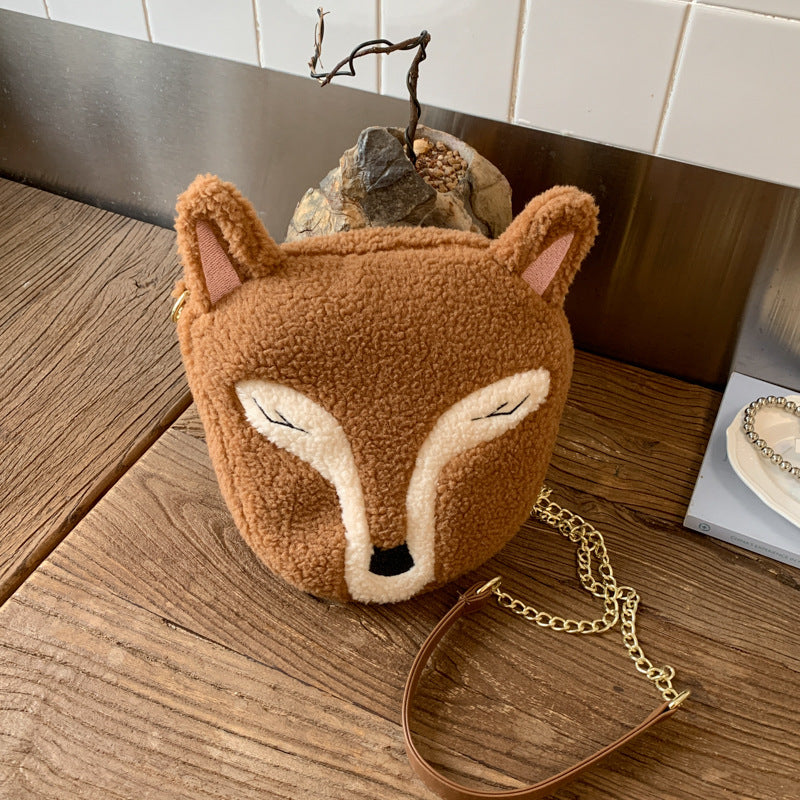 Cute Fox Plush Doll Messenger Bag