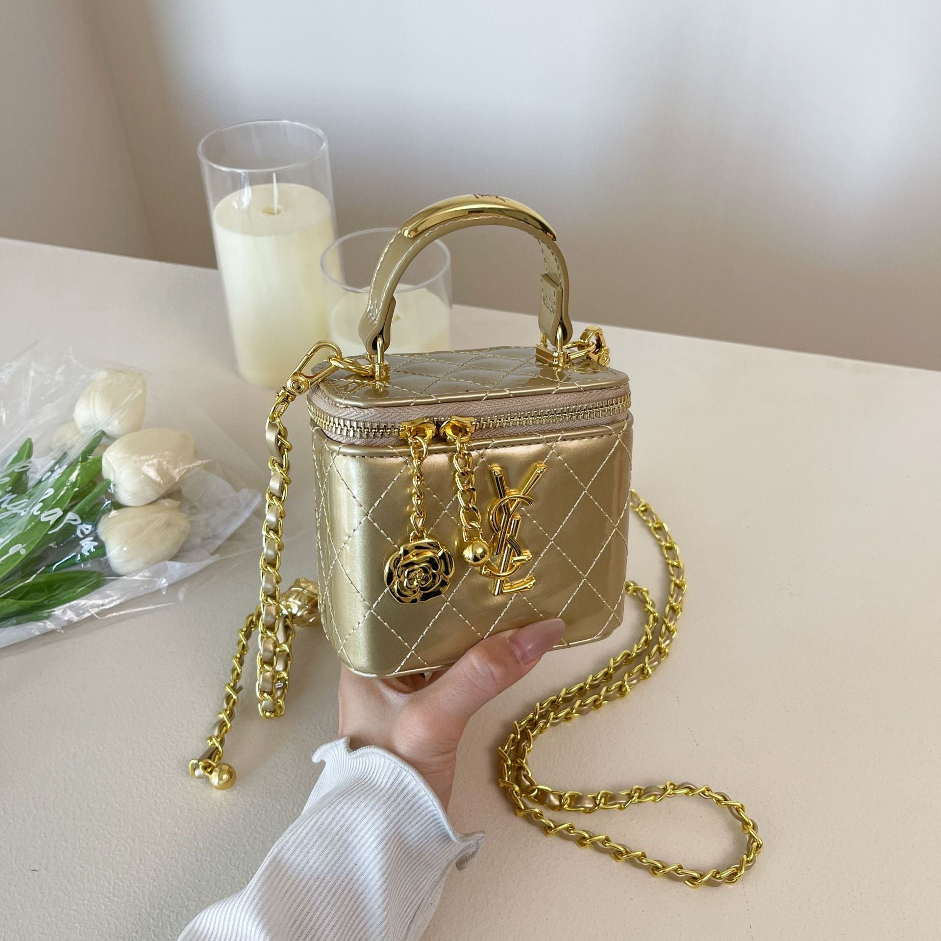 Light Luxury Embroidery Chain Crossbody Square Bag for Women