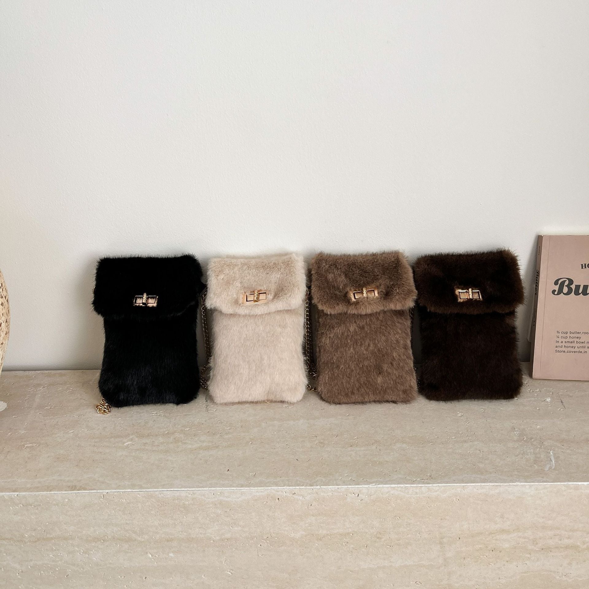 Small Square Plush Messenger Bag for Phone