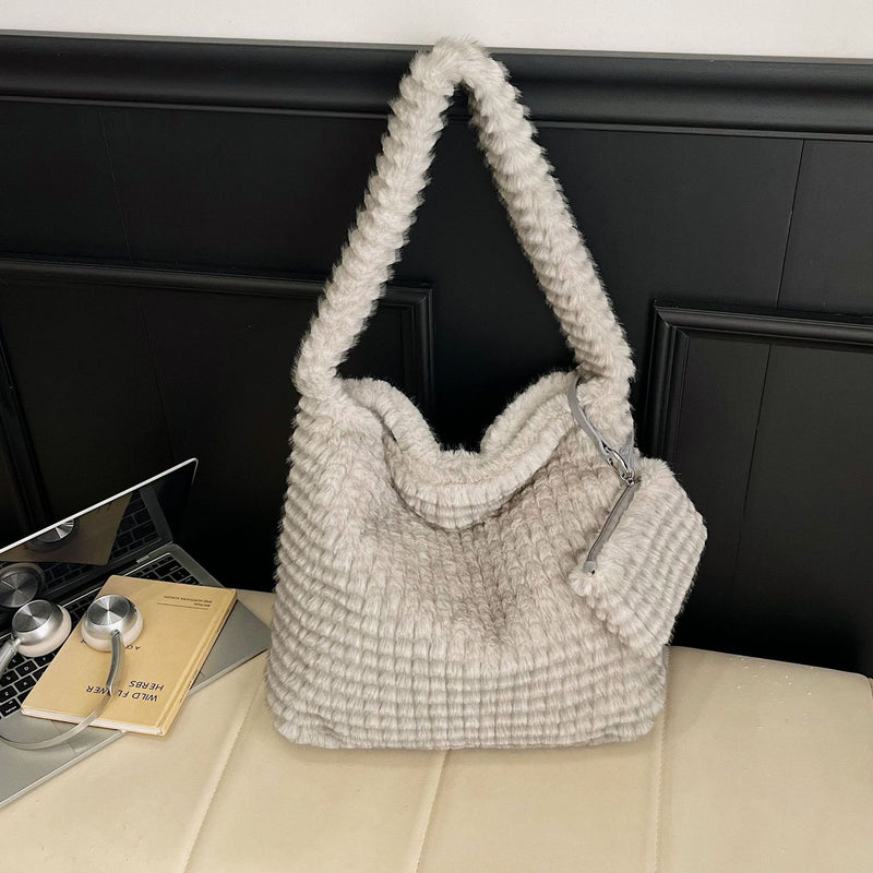 Cute Plush Puff Commuter Tote Bag