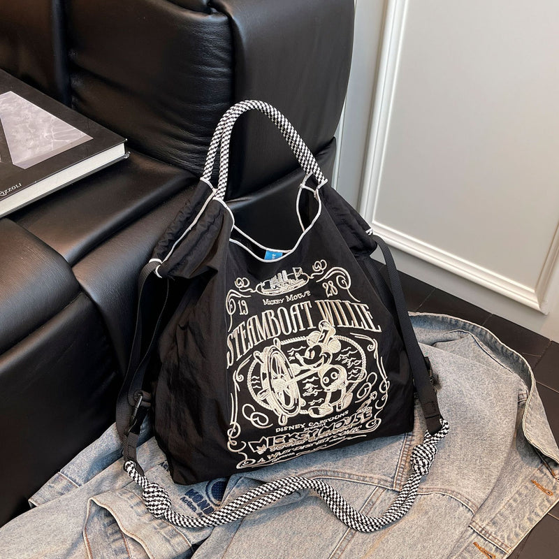 Embroidered Cartoon Tote Bag Large Capacity Shoulder Bag