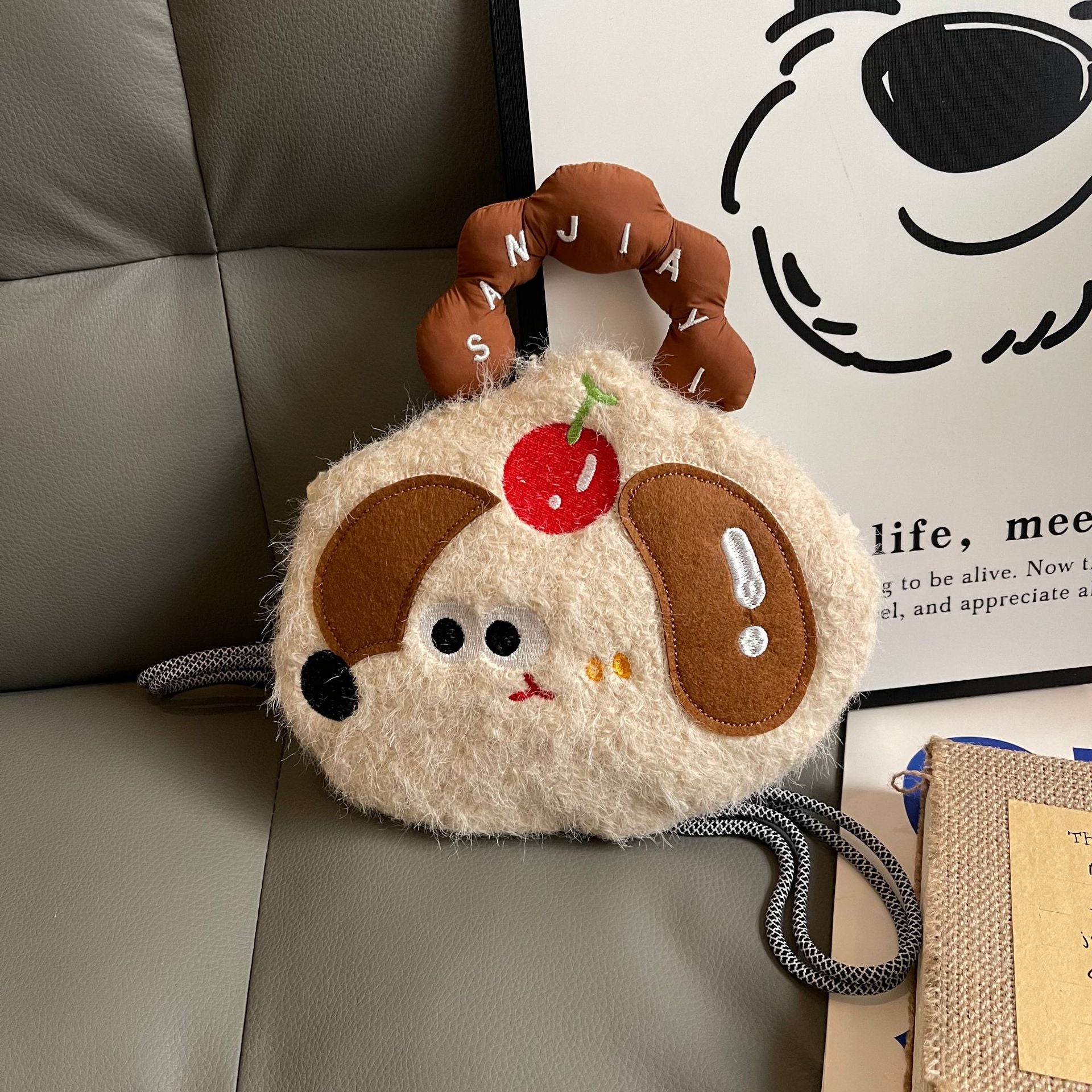 Cute Cartoon Woolen Phone Bag Doll Handbag Storage
