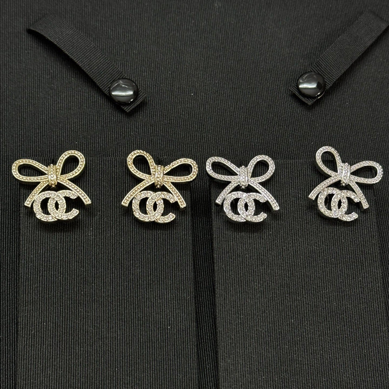 Luxury Rhinestone 925 Silver C Letter Stud Earrings for Women