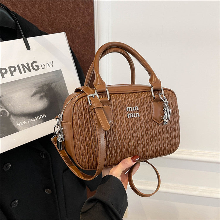 Niche Pleated Woven Square Shoulder Bag Small Handbag
