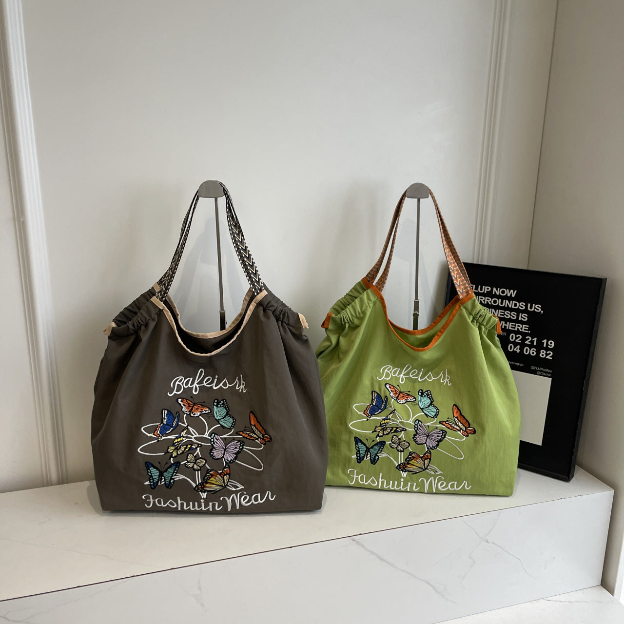 Embroidered Shiba Inu Tote Bag 2025 Eco-Friendly Commuter Bag