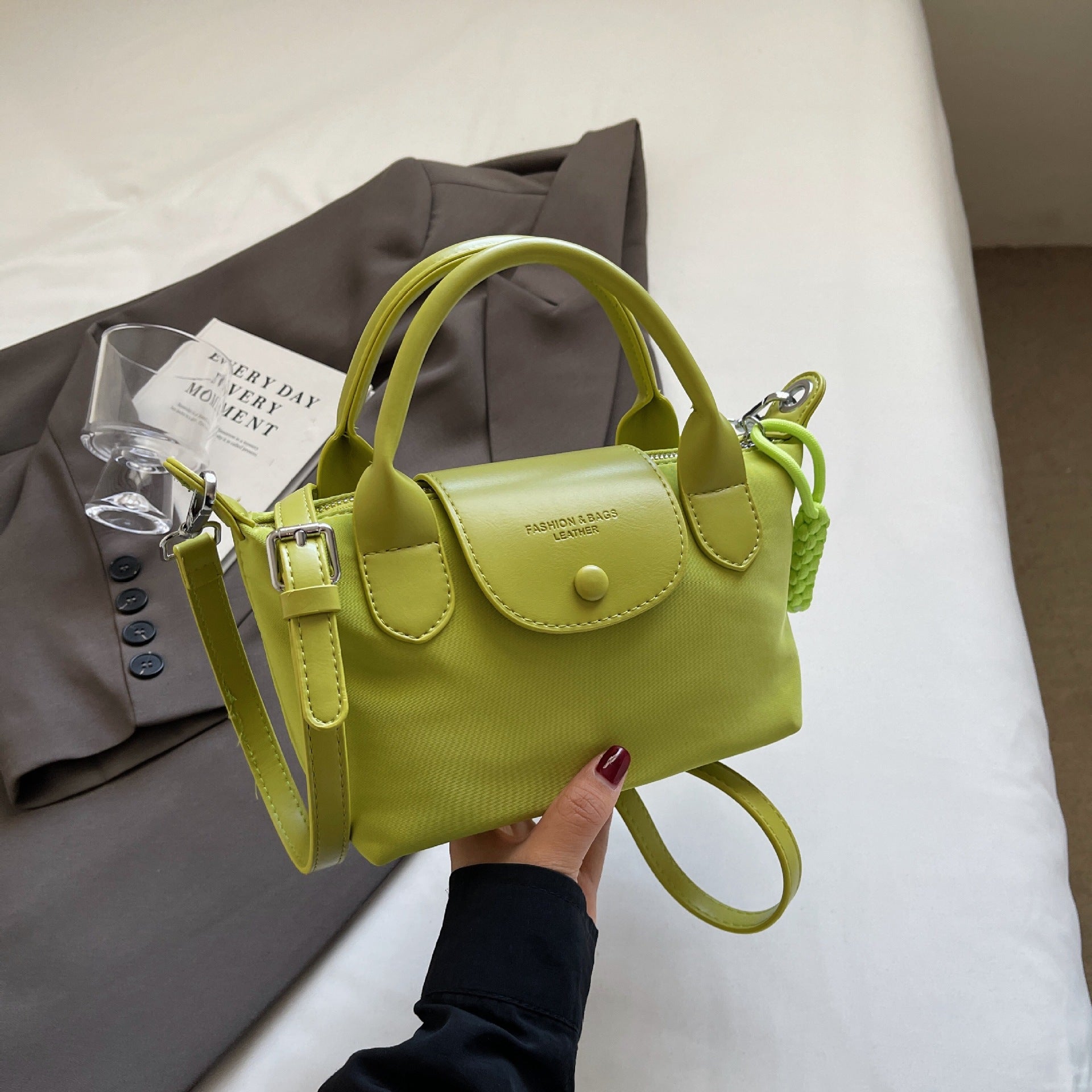 Oxford Cloth Dumpling Shoulder Bag Colorblock Handbag
