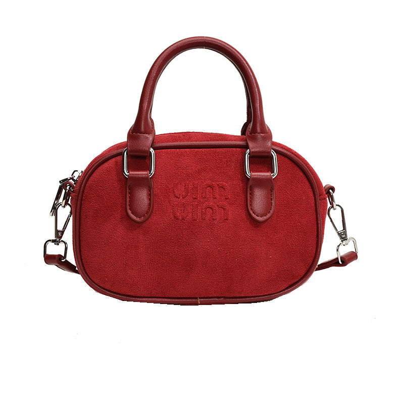 Retro Mini Matte Bowling Bag Women Crossbody Shoulder Bag