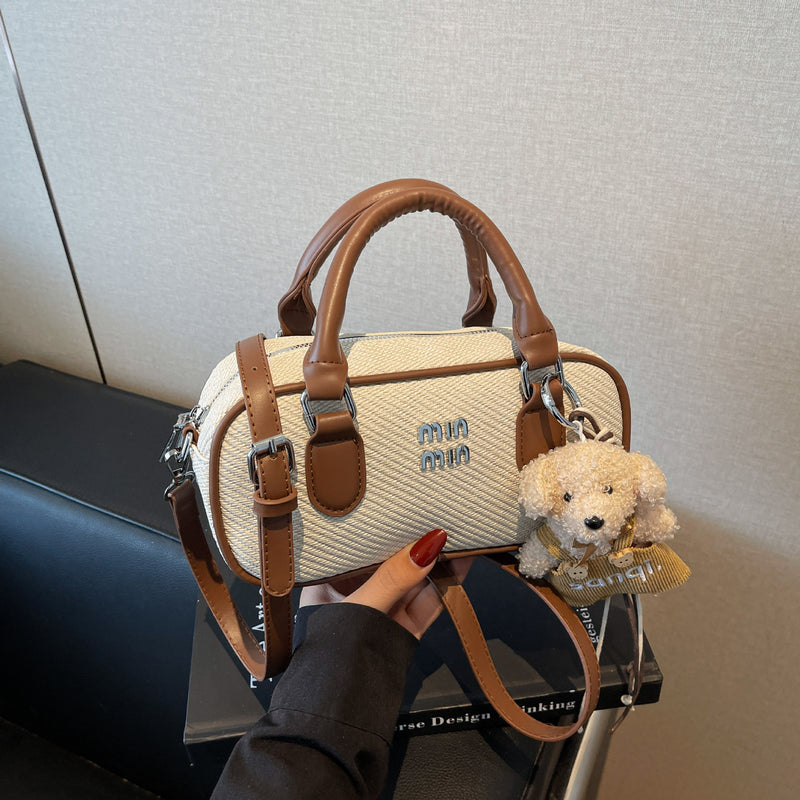 Premium Women's Bowling Bag Trendy Contrast Color Shoulder Bag