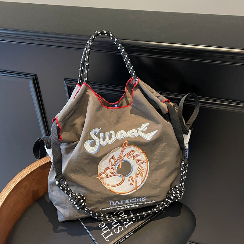 Ese Ball Chain Donut Embroidery Eco Shopping Bag Tote