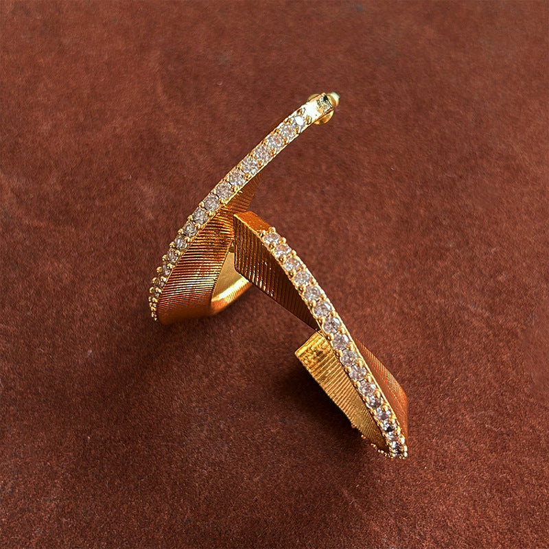 Simple Stud Earrings Women Diamond Texture Fashion Temperament Custom Jewelry