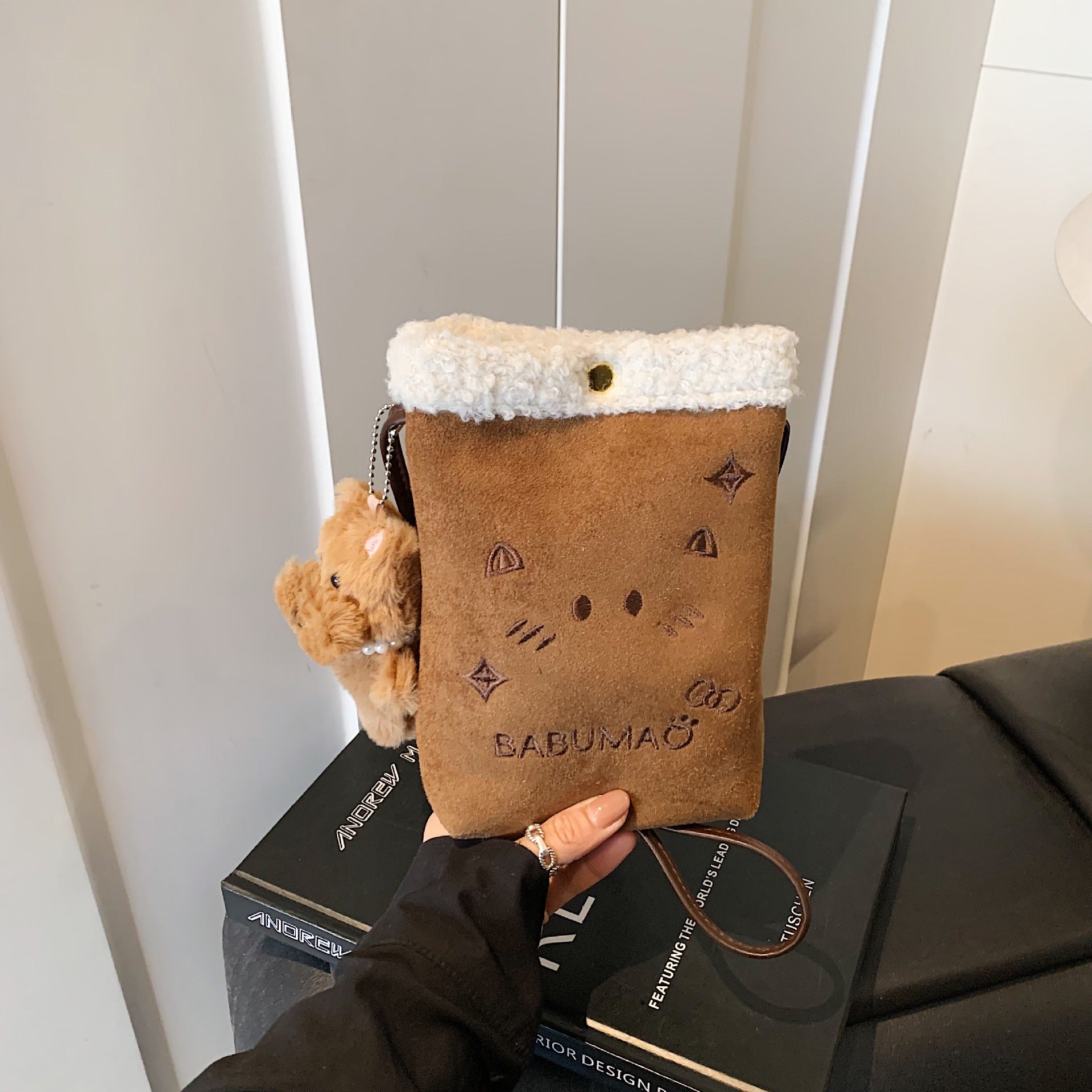 Cartoon Plush Small Square Bag Cute Phone Satchel