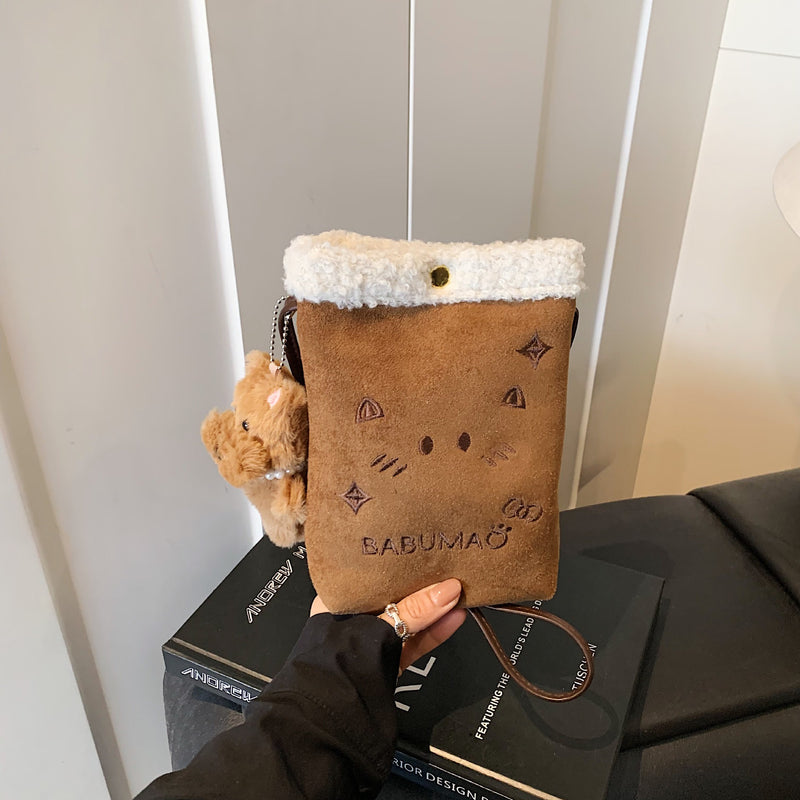 Cartoon Plush Small Square Bag Cute Phone Satchel