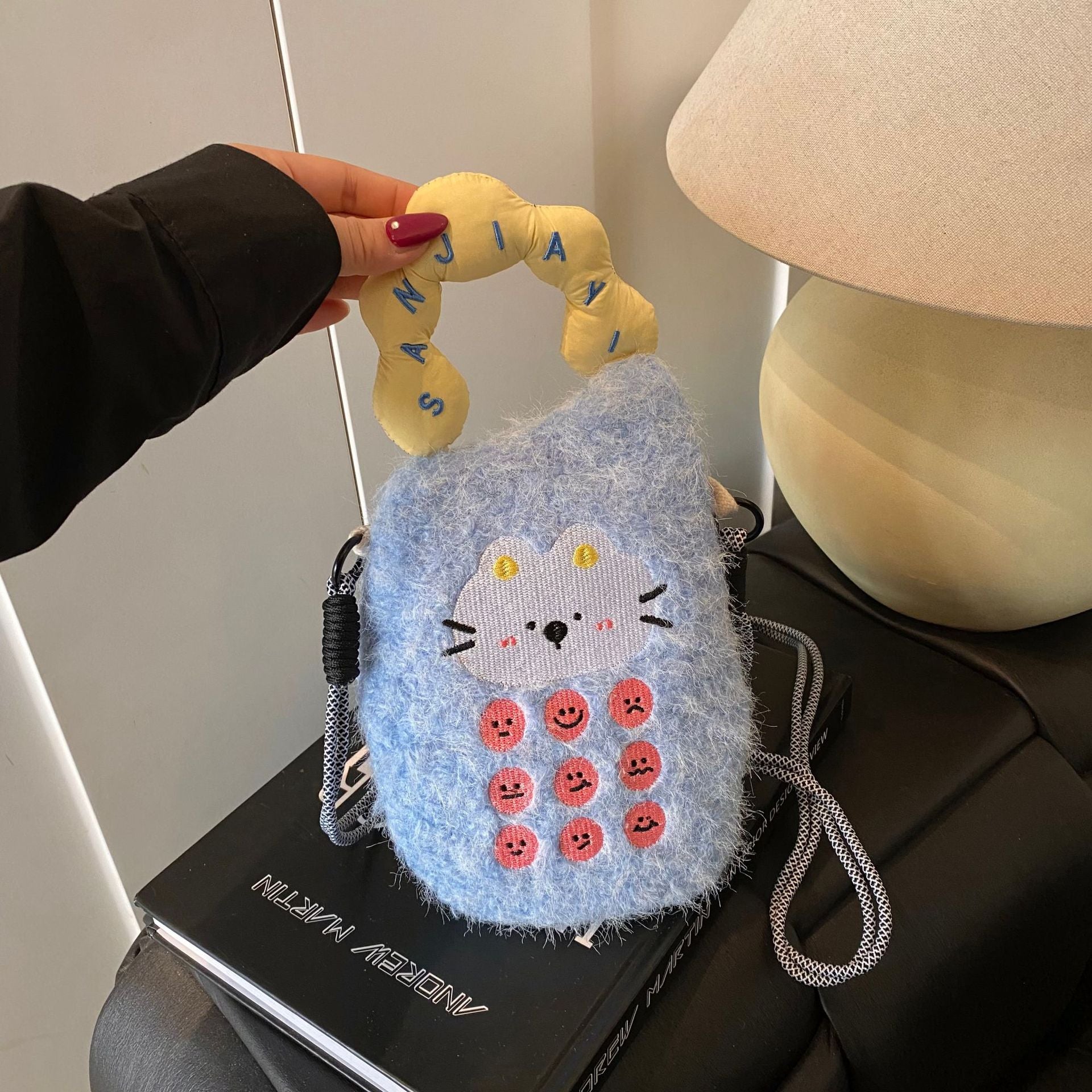 Cute Cartoon Mobile Phone Bag Plush Storage Shoulder Bag