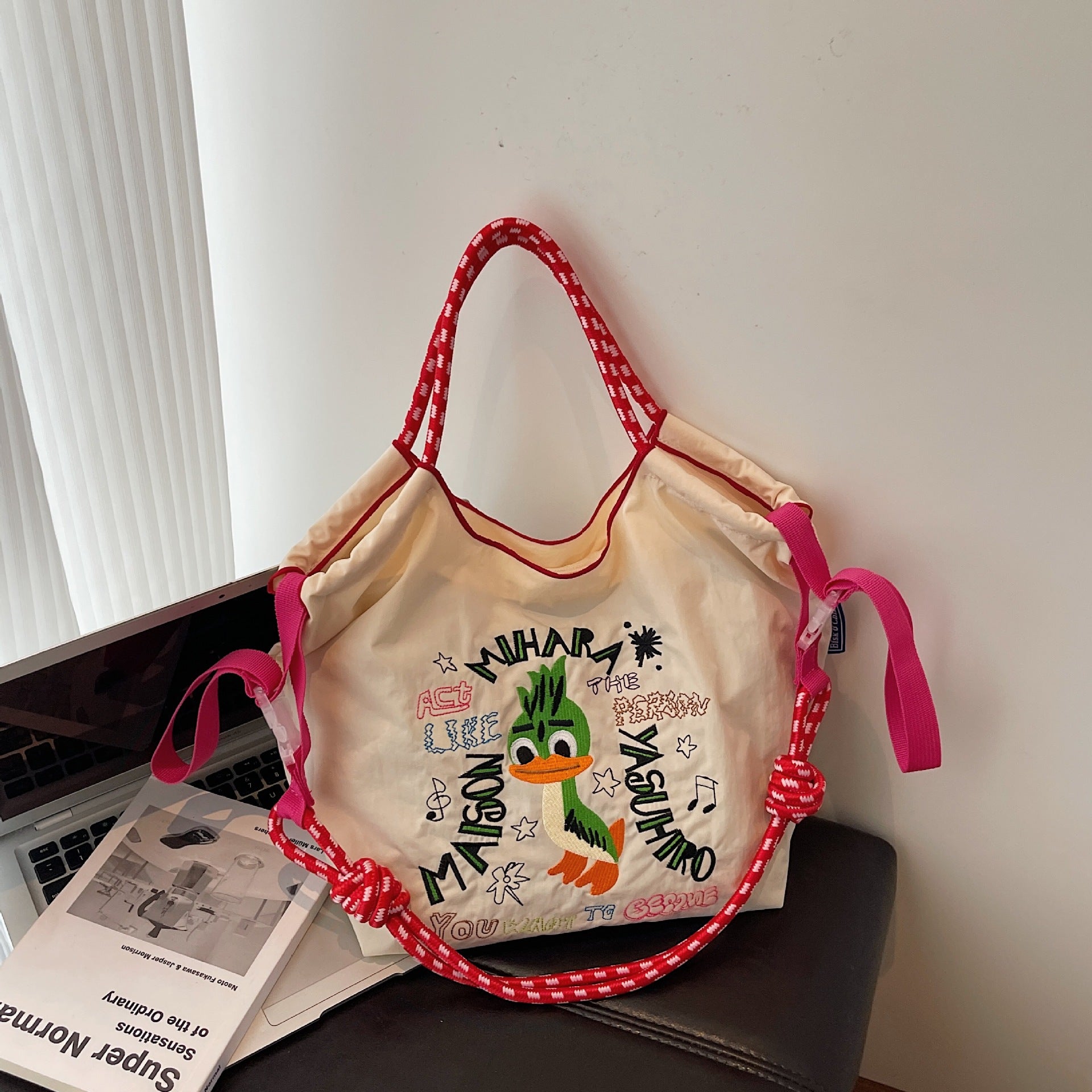 Ese Ball Chain Embroidery Tote Bag Waterproof Cute Casual Shoulder Messenger Bag