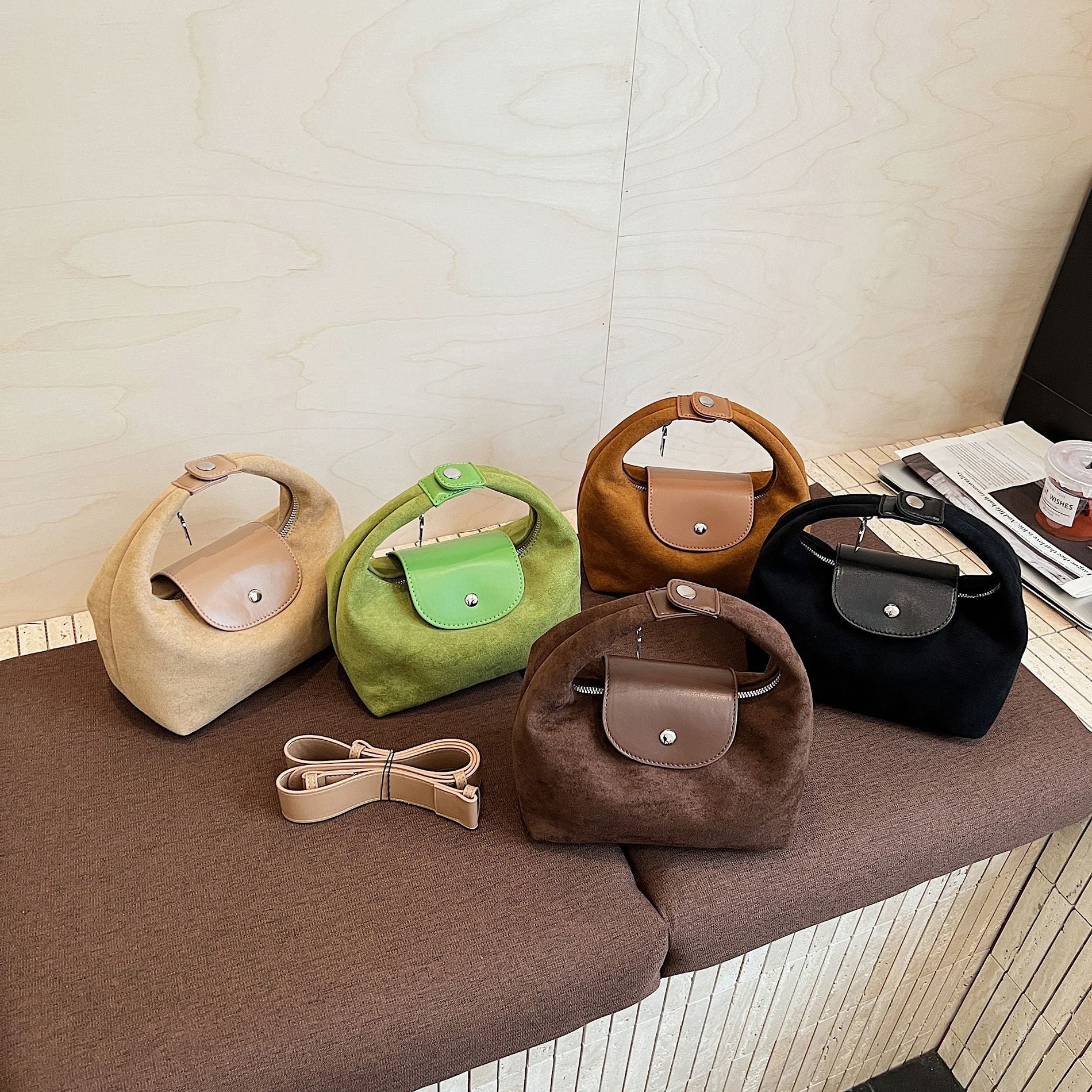 Suede Tofu Bag Versatile Shoulder Messenger Handbag