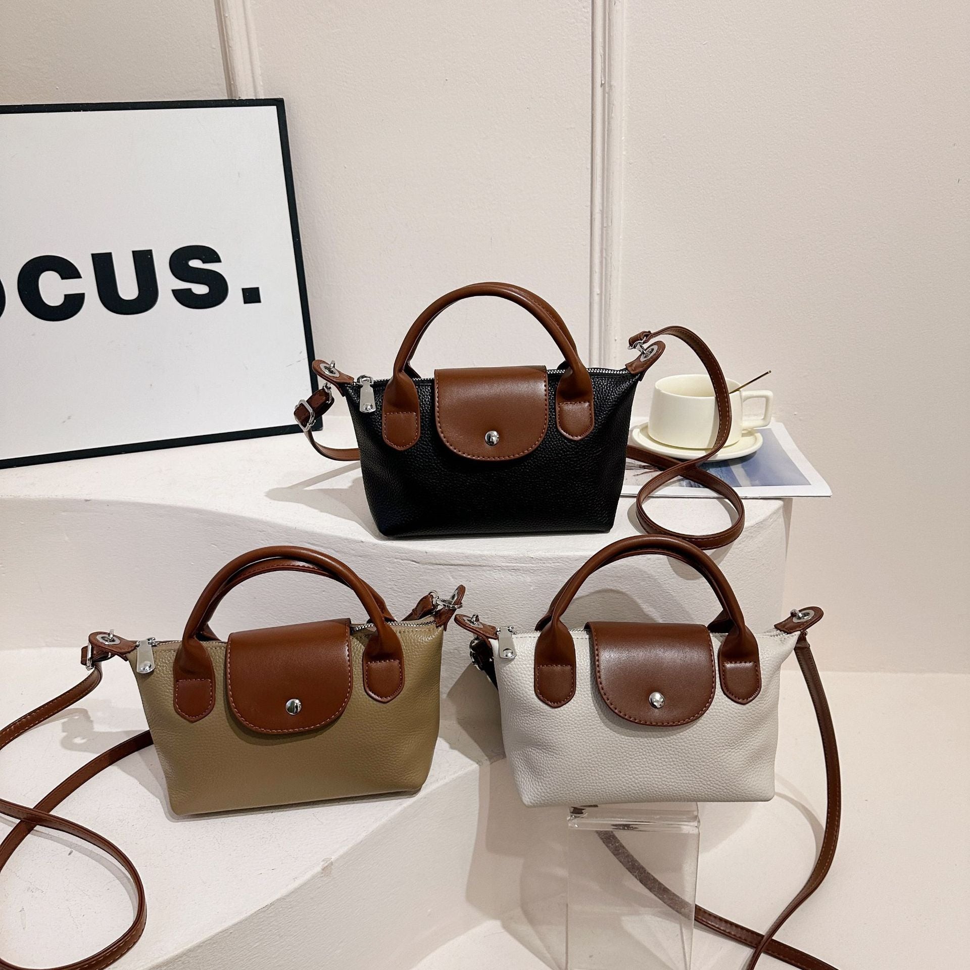 Genuine Leather Cowhide Dumpling Shoulder Handbag