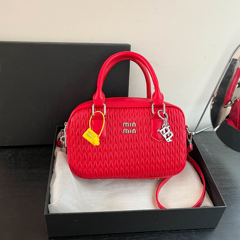 Niche Pleated Woven Square Shoulder Bag Small Handbag