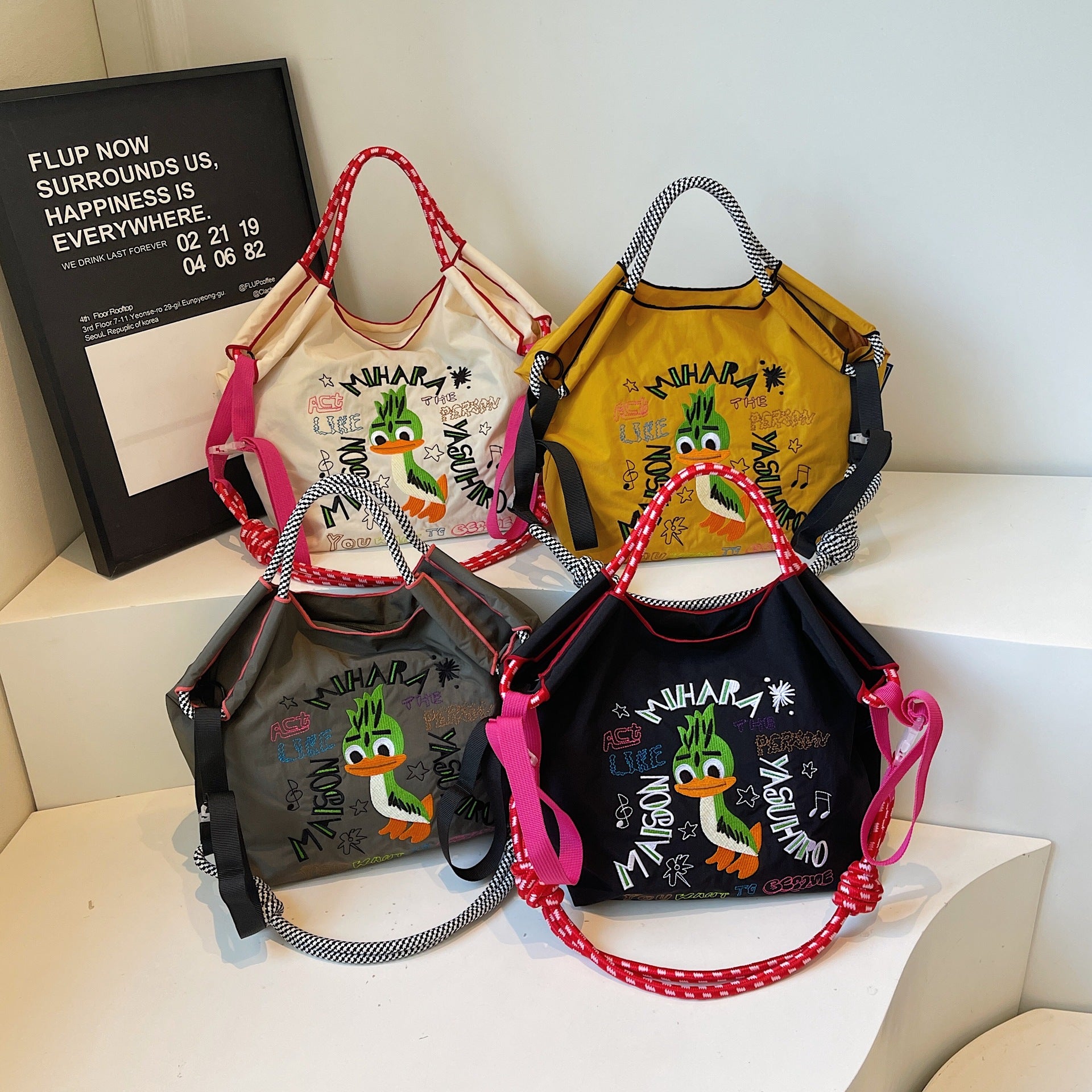 Ese Ball Chain Embroidery Tote Bag Waterproof Cute Casual Shoulder Messenger Bag