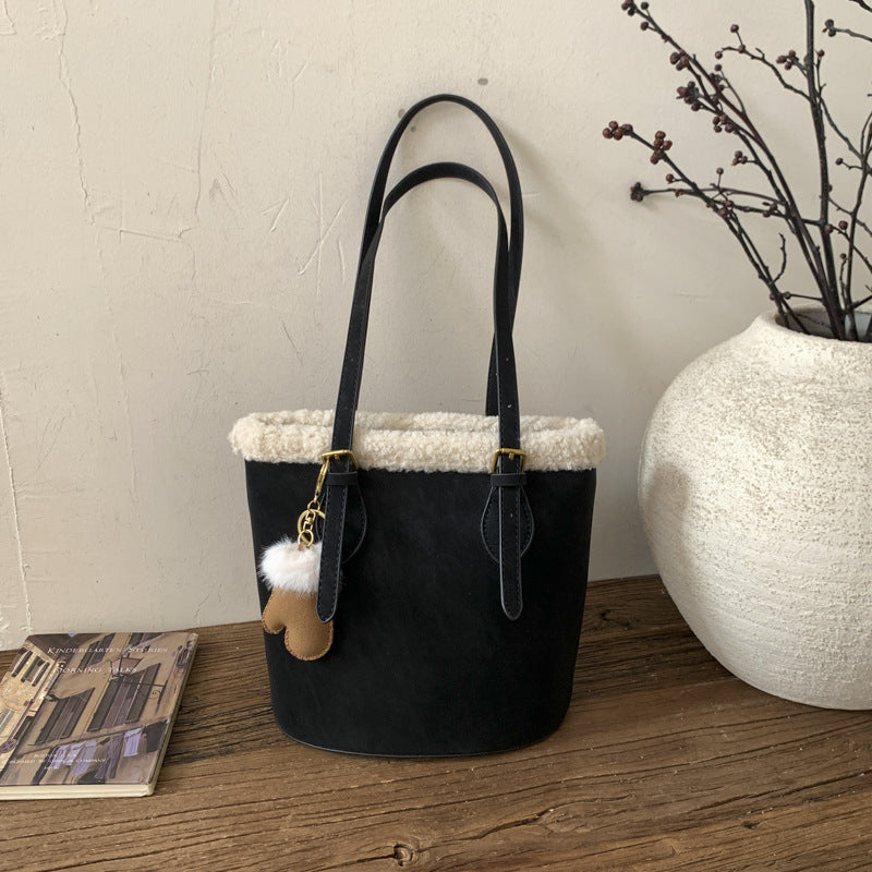 Suede Bucket Bag Large Capacity Light Luxury Shoulder Bag