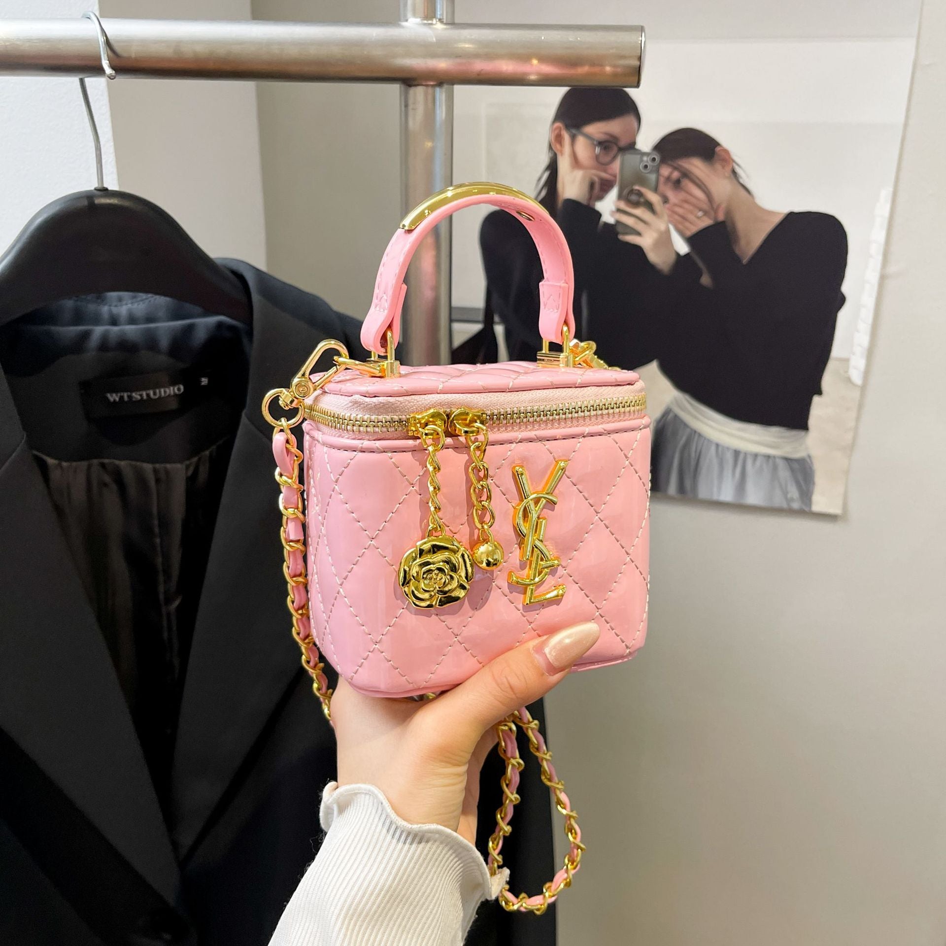 Light Luxury Embroidery Chain Crossbody Square Bag for Women