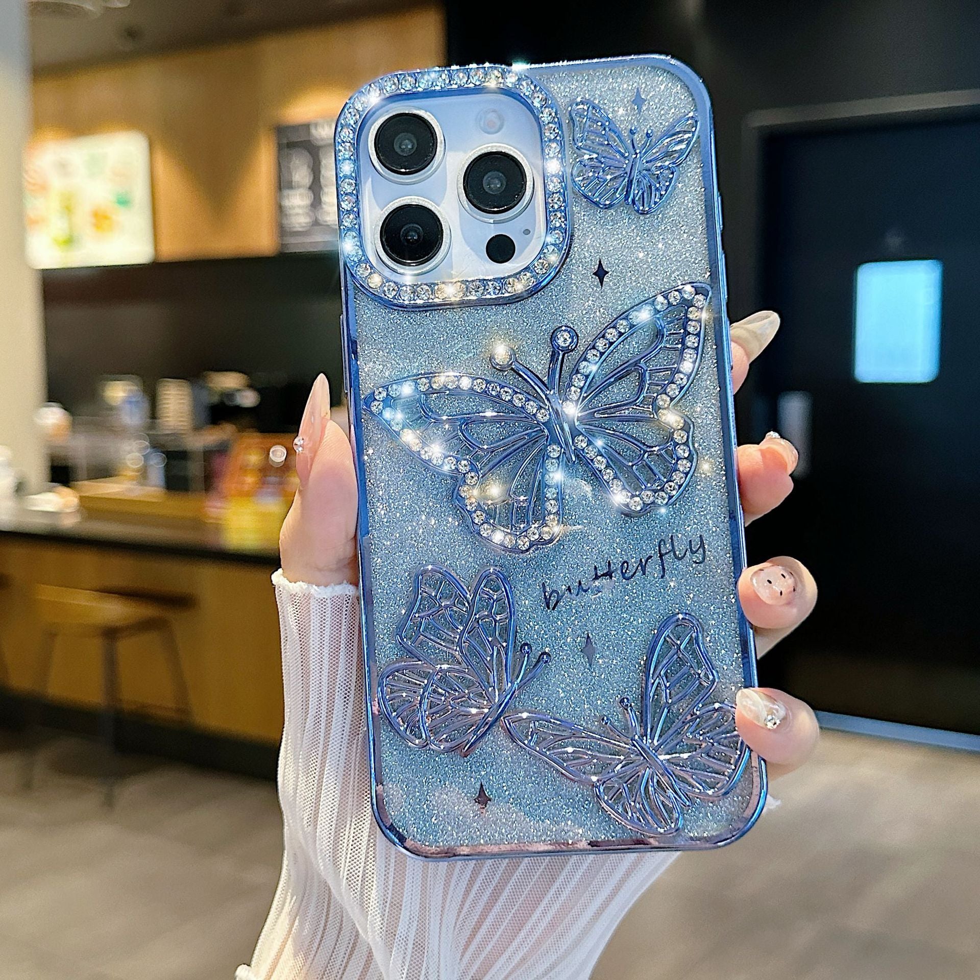 Three-Dimensional Butterfly Glitter Phone Case iPhone 16 17
