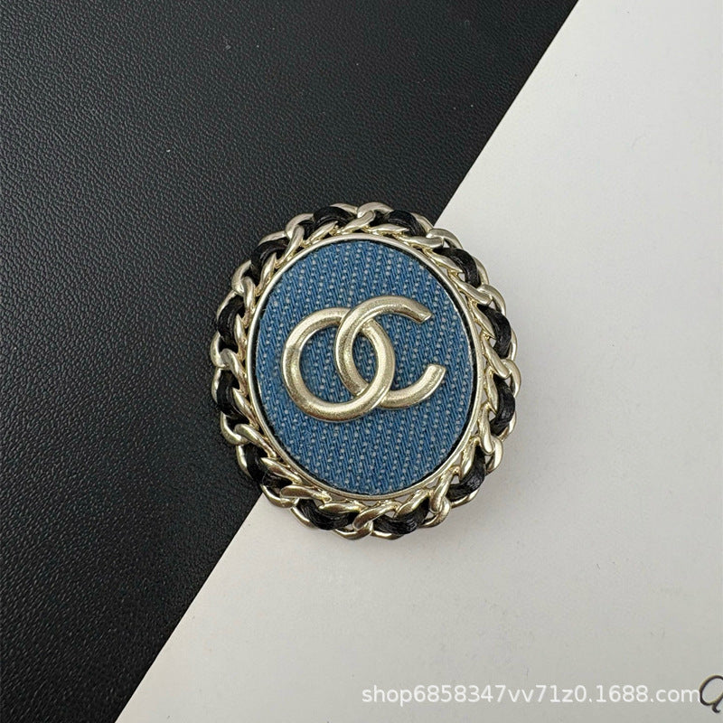 Double C Diamond Brooch Pearl Pin Luxury Women's Jewelry Gift