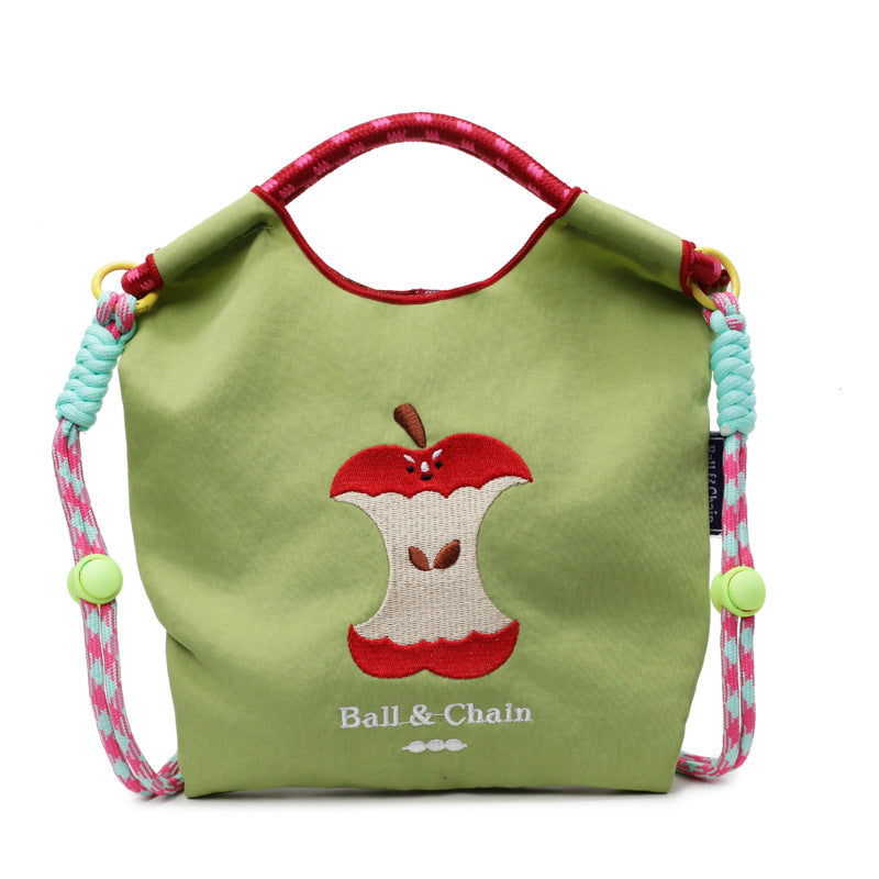 Cute Cartoon Apple Handbag with Ball Chain Shoulder Strap