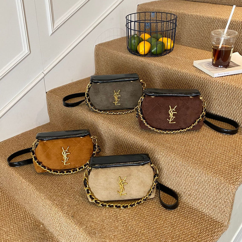 Luxury Suede Chain Shoulder Bag Small Square Crossbody