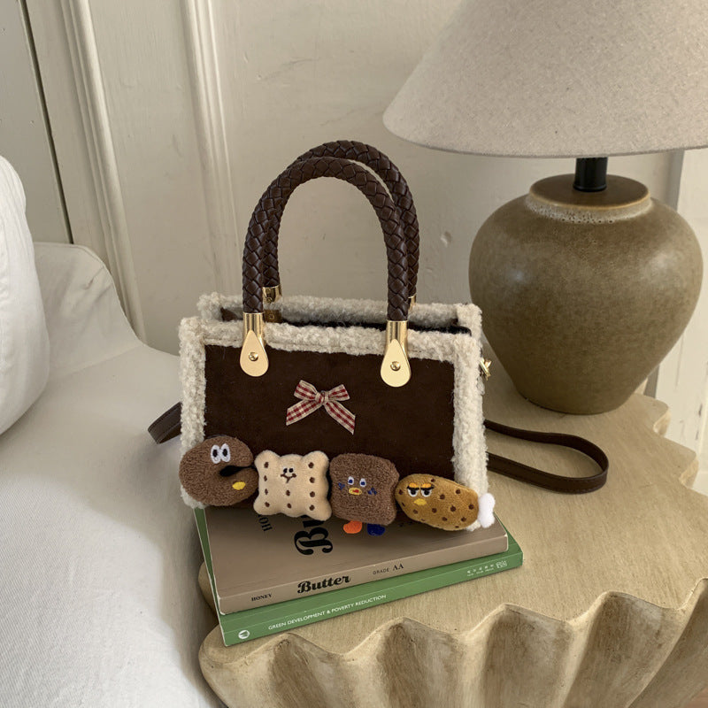 Cute Retro Plaid Cartoon Shoulder Bag
