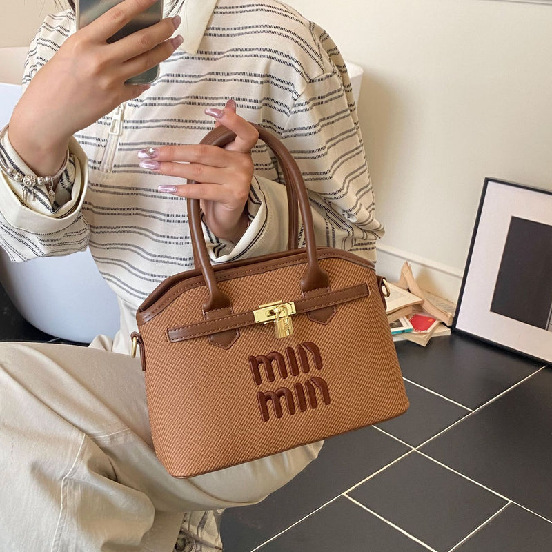 Light Luxury Miu Embroidery Bucket Shoulder Bag