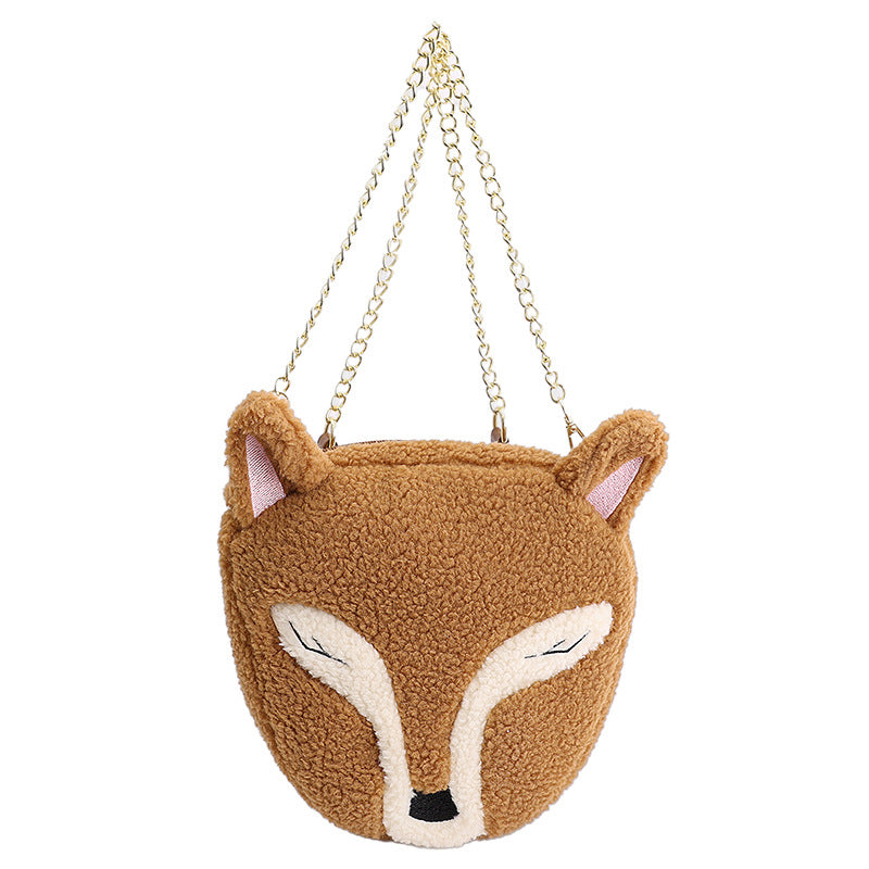 Cute Fox Plush Doll Messenger Bag