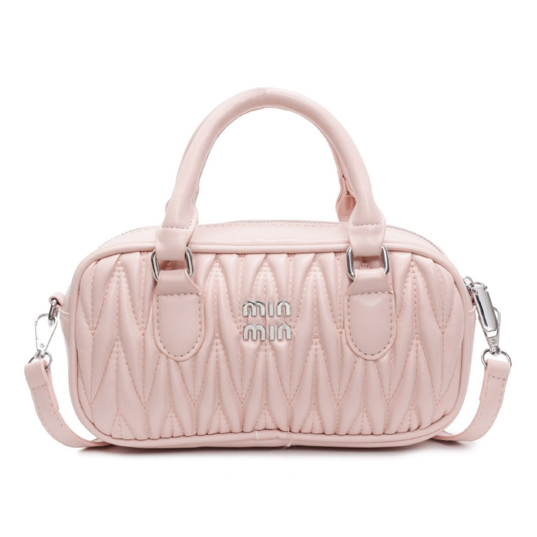Mi.U Small Square Pleated Embroidery Shoulder Bag for Women