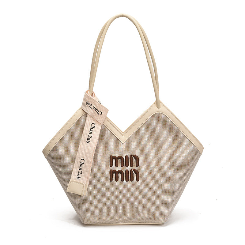 Miu Large Capacity Embroidery Tote Shoulder Bag Women