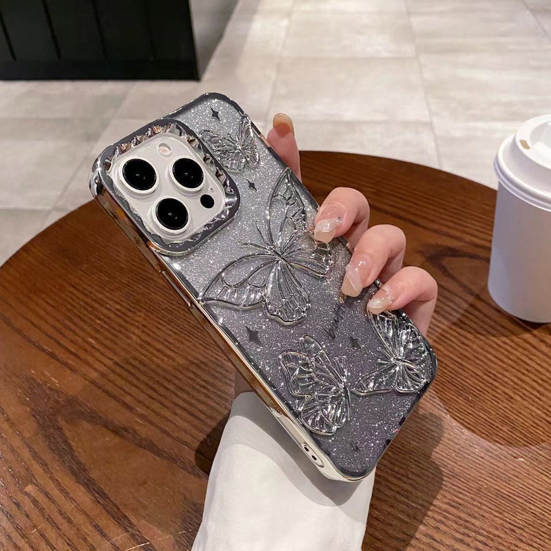 Butterfly Gradient Glitter Electroplating Case for iPhone 17