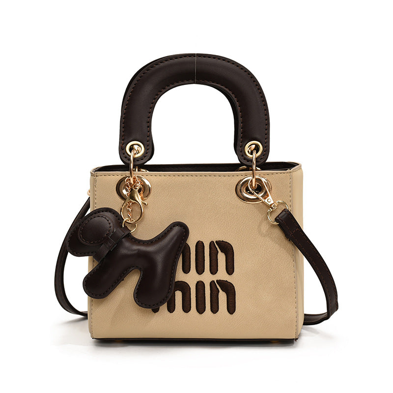 Fashion Miu Embroidered Square Messenger Shoulder Bag