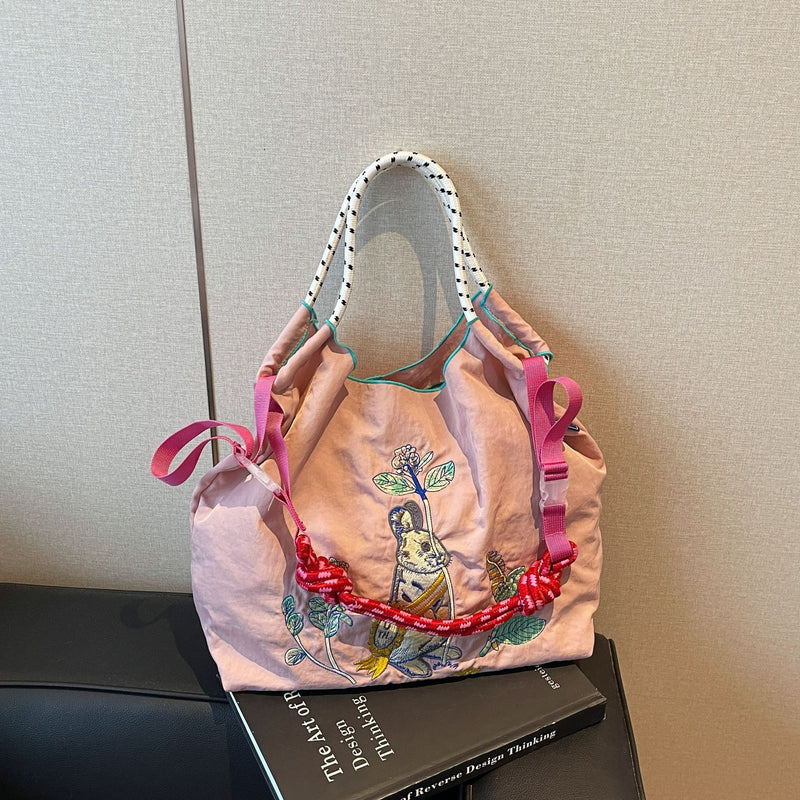Nylon Ball Chain Shoulder Bag Large Capacity Fashion Messenger Bag