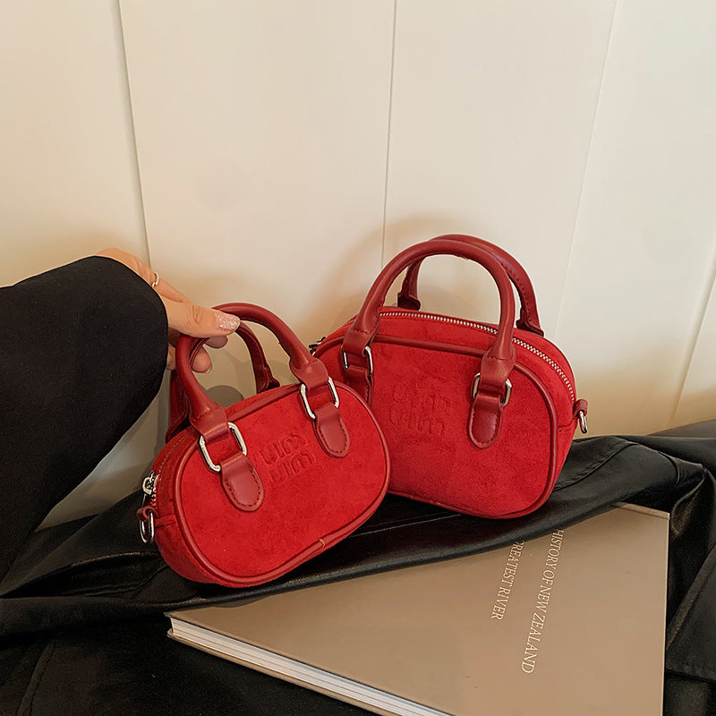 Retro Mini Matte Bowling Bag Women Crossbody Shoulder Bag