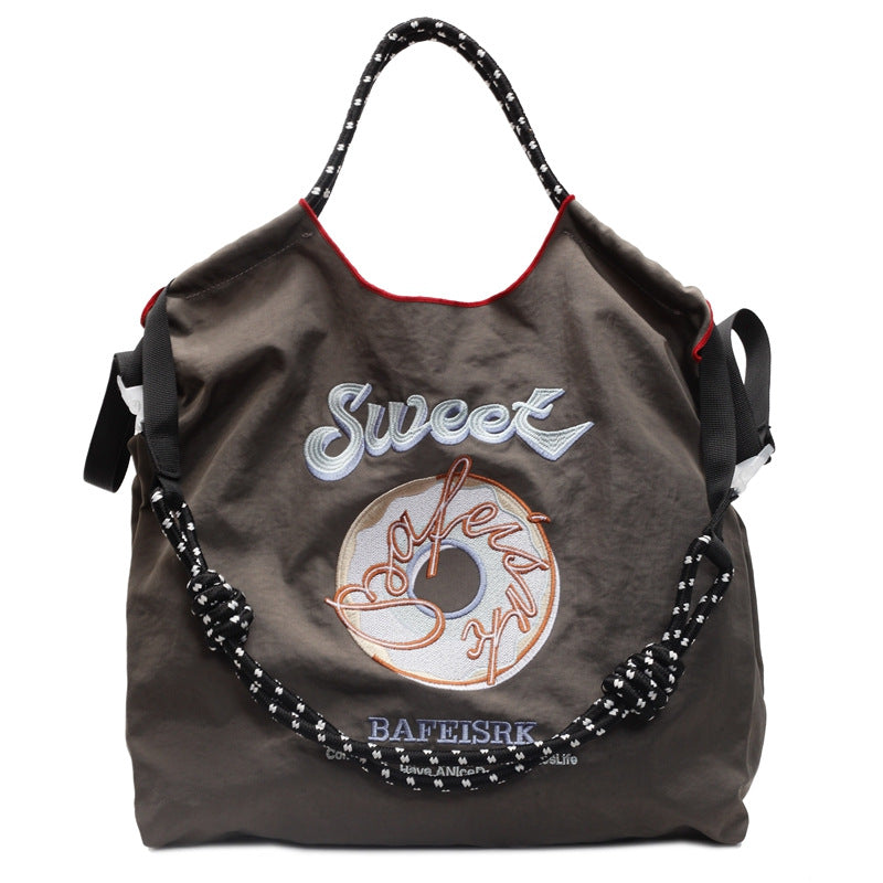 Ese Ball Chain Donut Embroidery Eco Shopping Bag Tote